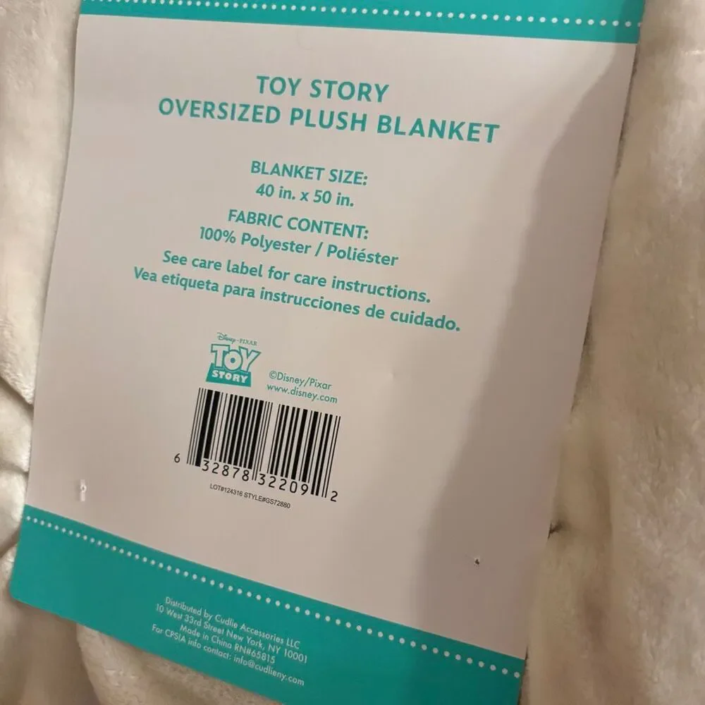 Disney Toy Story Rex Embroidered Dinosaur Blanket Ivory Green NWT 40 x 50 inches